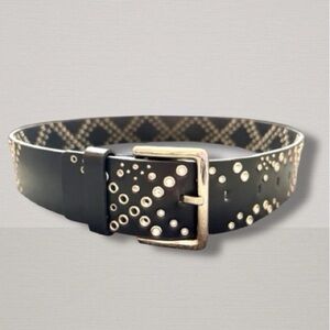Rebecca Minkoff Black Grommet Studded Silver Buckle Belt Size S/M/L